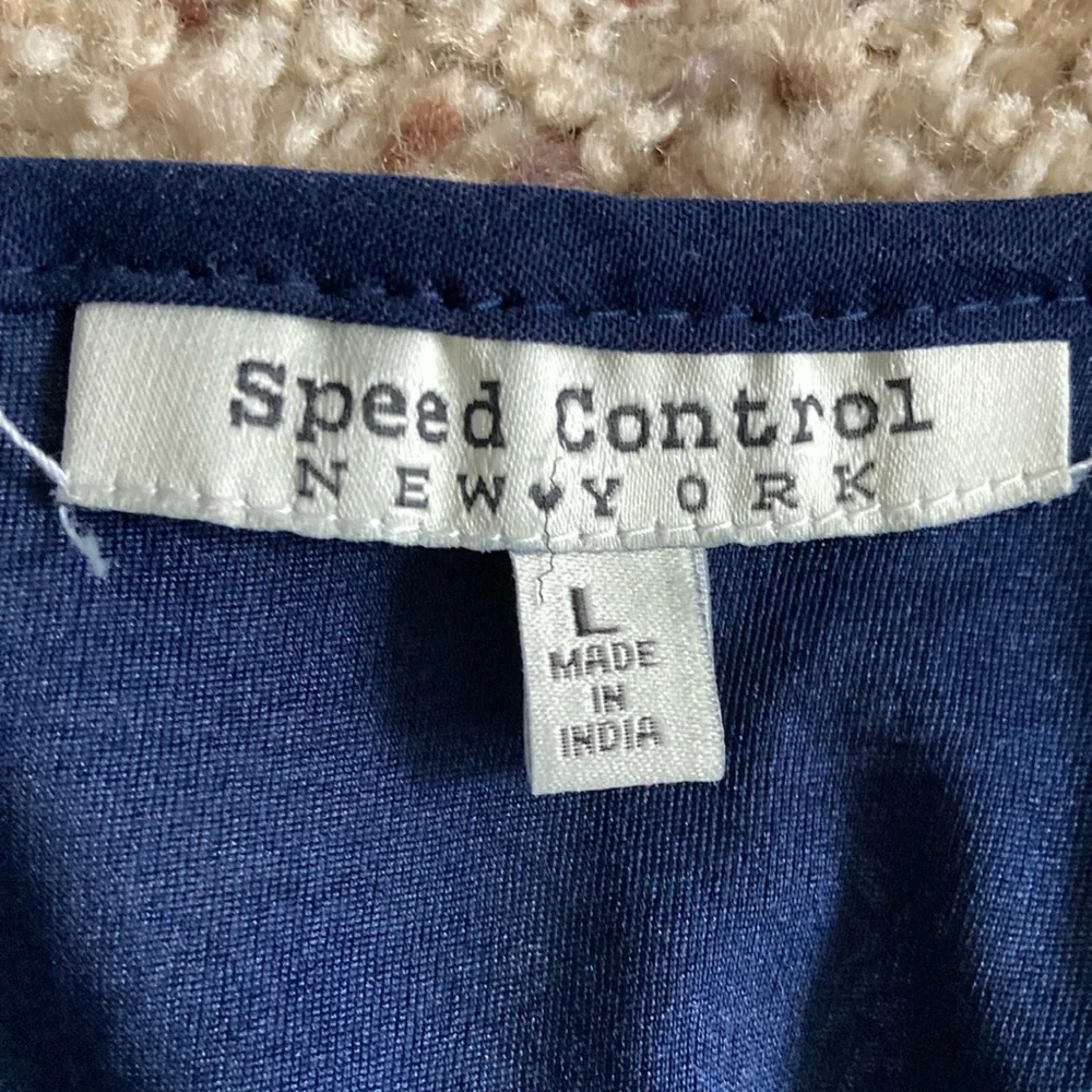 Speed Control Navy Blue Handkerchief Dress - size Large - Picture 2 of 8